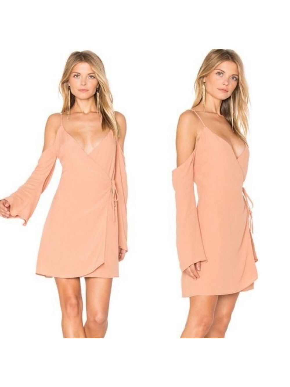 Lovers + Friends Love Letter Tan Wrap Dress, Size S